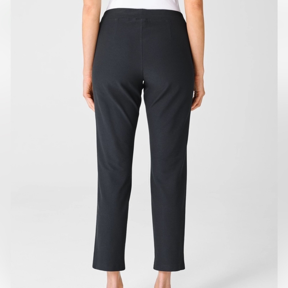 Eileen Fisher Stretch Viscose Crepe Pant Slim Fit Black Size PL - Picture 3 of 14